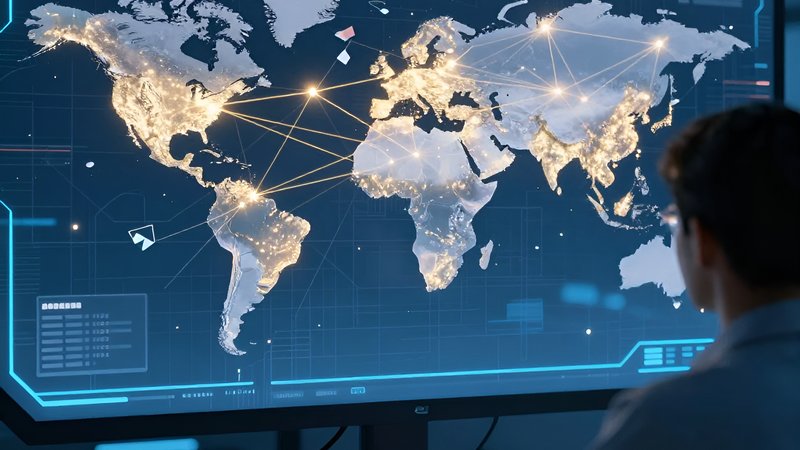 Техник за голографической картой мира для обеспечения доступности систем в 2026 году